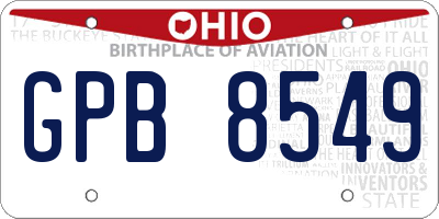 OH license plate GPB8549