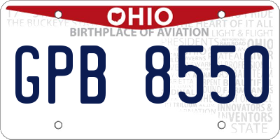 OH license plate GPB8550