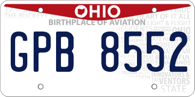 OH license plate GPB8552