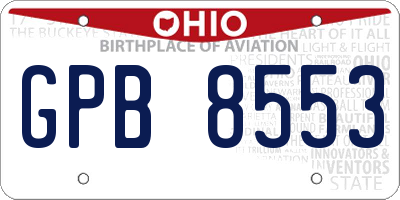 OH license plate GPB8553