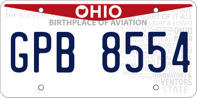 OH license plate GPB8554