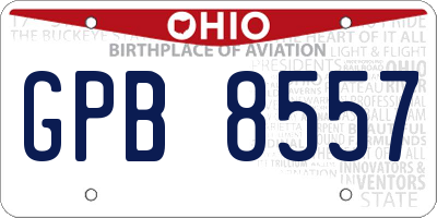 OH license plate GPB8557