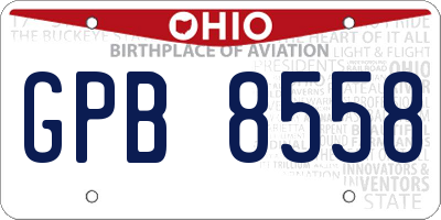 OH license plate GPB8558