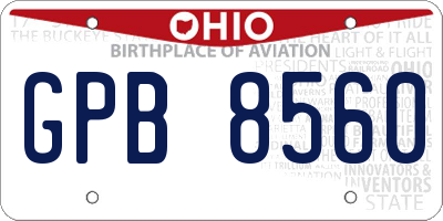 OH license plate GPB8560