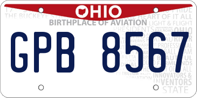 OH license plate GPB8567