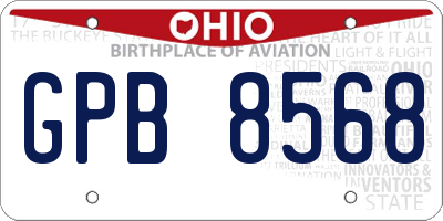 OH license plate GPB8568