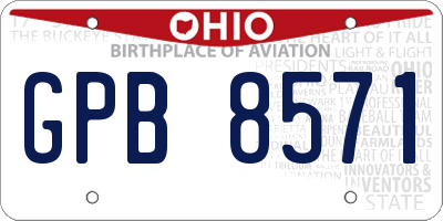 OH license plate GPB8571