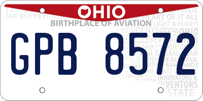 OH license plate GPB8572