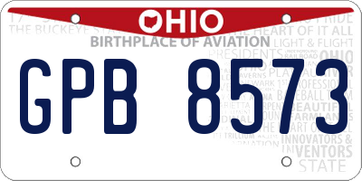 OH license plate GPB8573