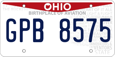 OH license plate GPB8575