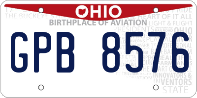 OH license plate GPB8576