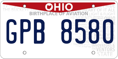 OH license plate GPB8580