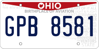 OH license plate GPB8581