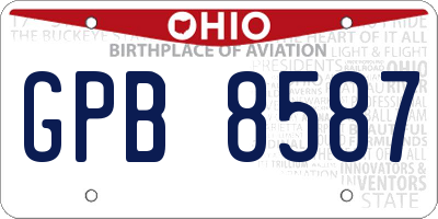 OH license plate GPB8587
