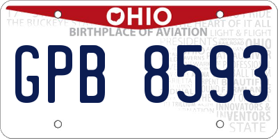 OH license plate GPB8593