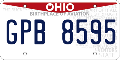 OH license plate GPB8595