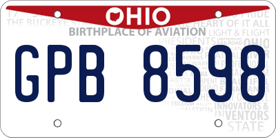 OH license plate GPB8598