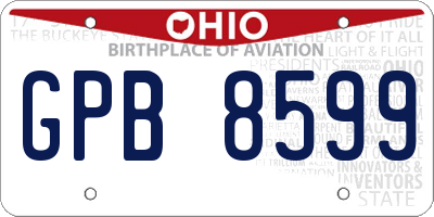 OH license plate GPB8599