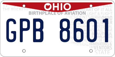 OH license plate GPB8601