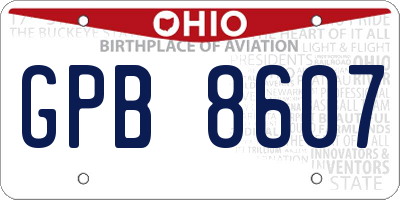 OH license plate GPB8607