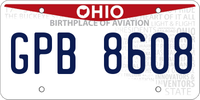 OH license plate GPB8608