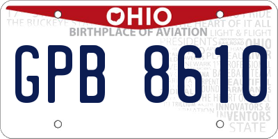 OH license plate GPB8610