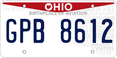 OH license plate GPB8612