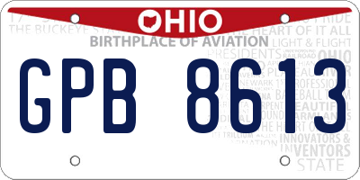 OH license plate GPB8613