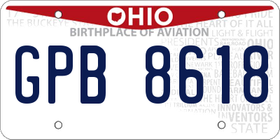 OH license plate GPB8618