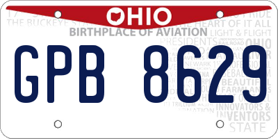 OH license plate GPB8629