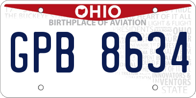 OH license plate GPB8634