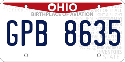 OH license plate GPB8635