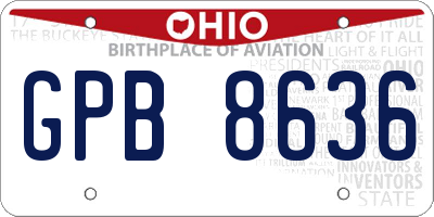 OH license plate GPB8636