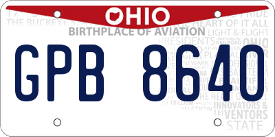 OH license plate GPB8640