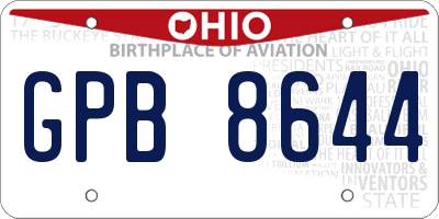 OH license plate GPB8644