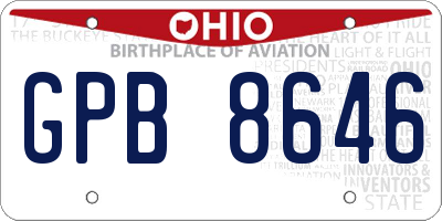 OH license plate GPB8646