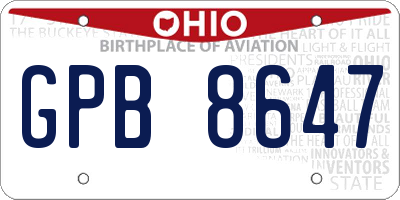 OH license plate GPB8647