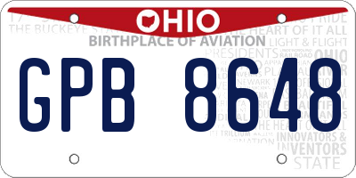 OH license plate GPB8648