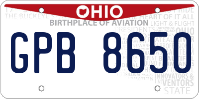 OH license plate GPB8650