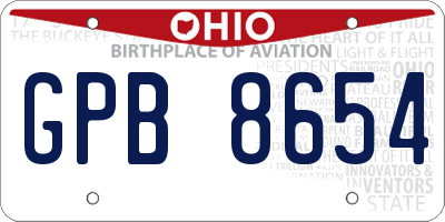 OH license plate GPB8654