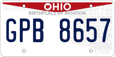 OH license plate GPB8657