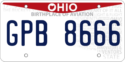 OH license plate GPB8666