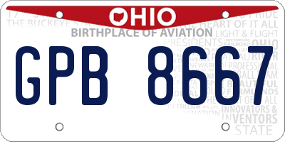 OH license plate GPB8667