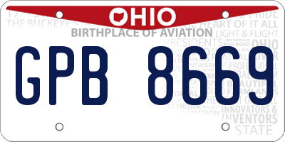 OH license plate GPB8669