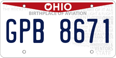 OH license plate GPB8671