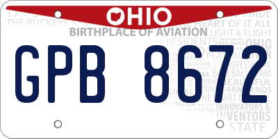 OH license plate GPB8672