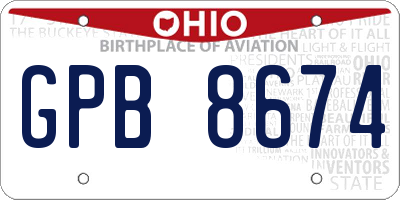 OH license plate GPB8674