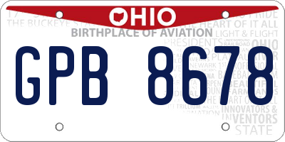 OH license plate GPB8678