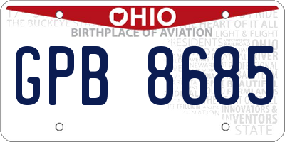 OH license plate GPB8685
