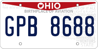 OH license plate GPB8688
